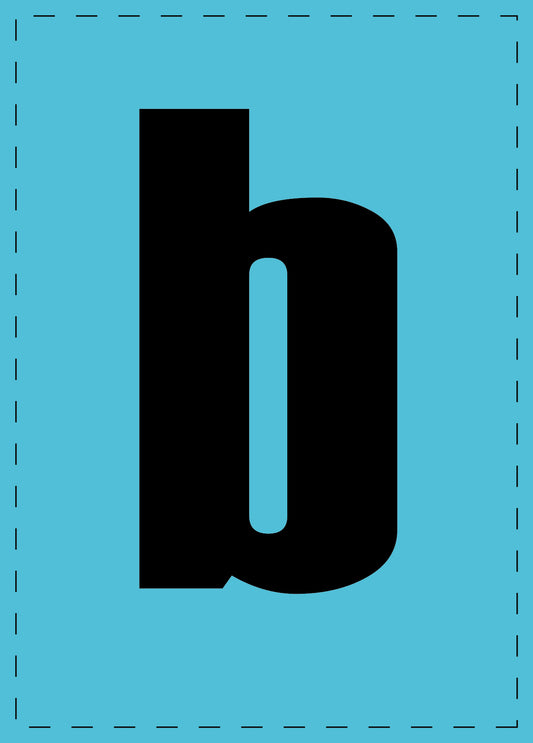 Buchstabe b Klebebuchstaben und Zahlenaufkleber schwarze Schrift BLAU Hintergrund  ES-BKPVC-B-50