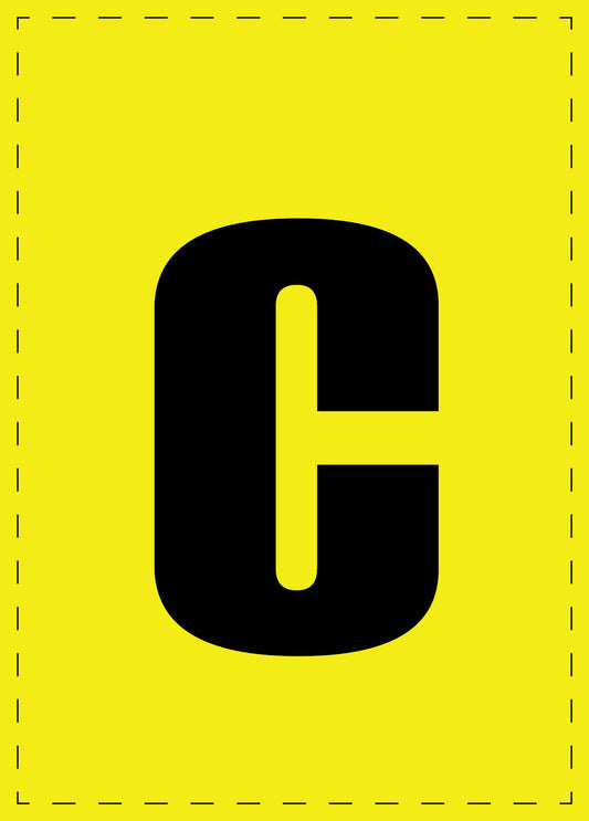 Buchstabe c Klebebuchstaben und Zahlenaufkleber schwarze Schrift gelber Hintergrund  ES-BGPVC-c-3