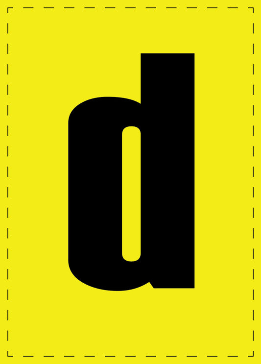 Buchstabe d Klebebuchstaben und Zahlenaufkleber schwarze Schrift gelber Hintergrund  ES-BGPVC-d-3