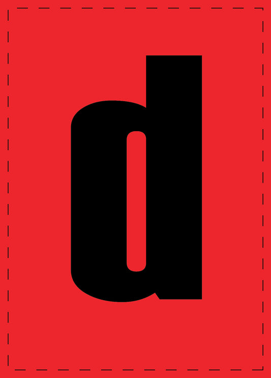 Buchstabe d Klebebuchstaben und Zahlenaufkleber schwarze Schrift roter Hintergrund  ES-BKPVC-D