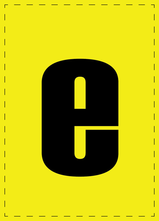 Buchstabe e Klebebuchstaben und Zahlenaufkleber schwarze Schrift gelber Hintergrund  ES-BGPVC-e-3