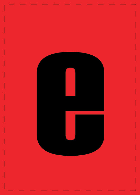 Buchstabe e Klebebuchstaben und Zahlenaufkleber schwarze Schrift roter Hintergrund  ES-BKPVC-E