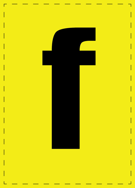 Buchstabe f Klebebuchstaben und Zahlenaufkleber schwarze Schrift gelber Hintergrund  ES-BGPVC-f-3