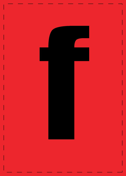 Buchstabe f Klebebuchstaben und Zahlenaufkleber schwarze Schrift roter Hintergrund  ES-BKPVC-F