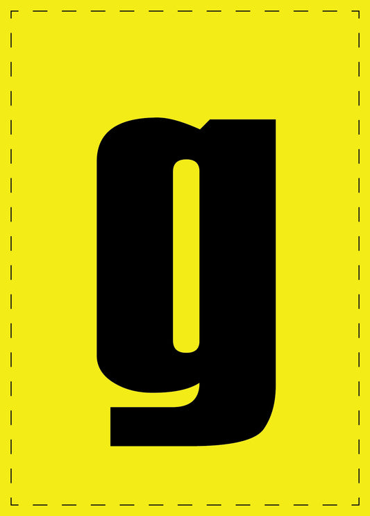 Buchstabe g Klebebuchstaben und Zahlenaufkleber schwarze Schrift gelber Hintergrund  ES-BGPVC-g-3