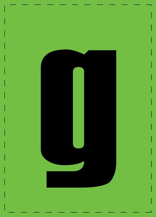 Buchstabe "g" Klebebuchstaben und Zahlenaufkleber  schwarze Schrift grüner Hintergrund  ES-BKPVC-G