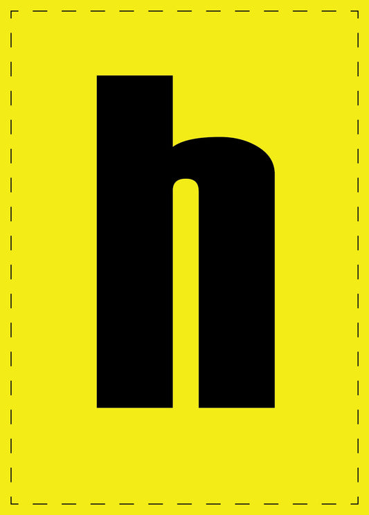 Buchstabe h Klebebuchstaben und Zahlenaufkleber schwarze Schrift gelber Hintergrund  ES-BGPVC-h-3