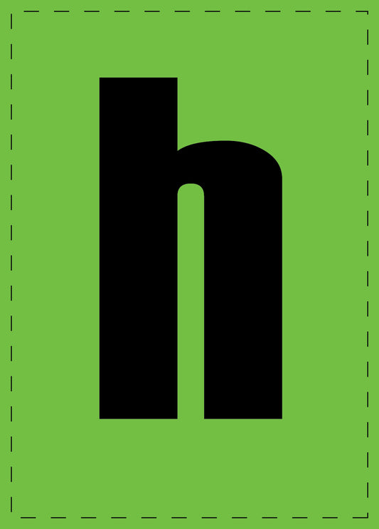Buchstabe "h" Klebebuchstaben und Zahlenaufkleber  schwarze Schrift grüner Hintergrund  ES-BKPVC-H