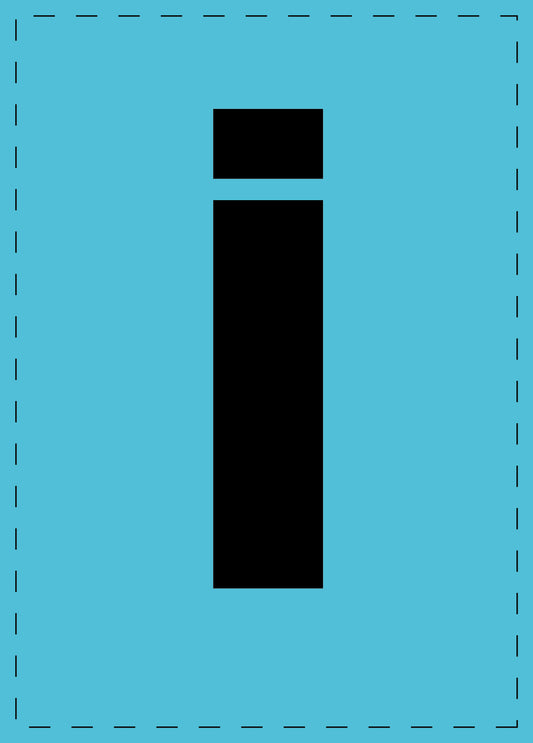 Buchstabe i Klebebuchstaben und Zahlenaufkleber schwarze Schrift BLAU Hintergrund  ES-BKPVC-I-50