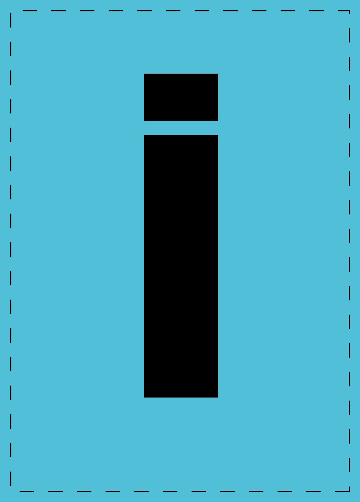 Buchstabe i Klebebuchstaben und Zahlenaufkleber schwarze Schrift BLAU Hintergrund  ES-BKPVC-I-50