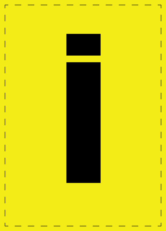 Buchstabe i Klebebuchstaben und Zahlenaufkleber schwarze Schrift gelber Hintergrund  ES-BGPVC-i-3