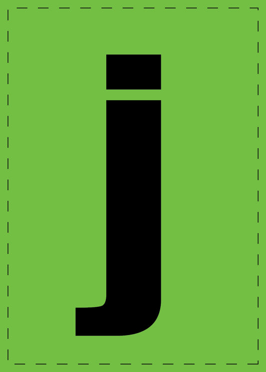 Buchstabe "j" Klebebuchstaben und Zahlenaufkleber  schwarze Schrift grüner Hintergrund  ES-BKPVC-J