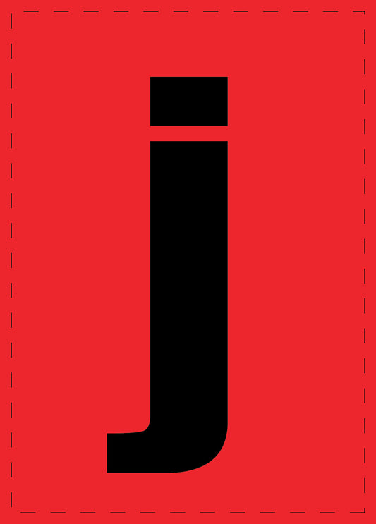 Buchstabe j Klebebuchstaben und Zahlenaufkleber schwarze Schrift roter Hintergrund  ES-BKPVC-J