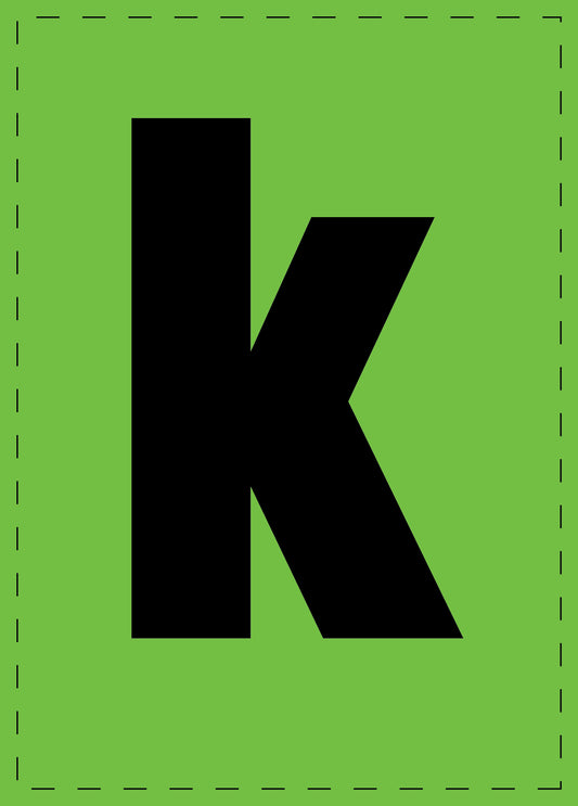 Buchstabe "k" Klebebuchstaben und Zahlenaufkleber  schwarze Schrift grüner Hintergrund  ES-BKPVC-K