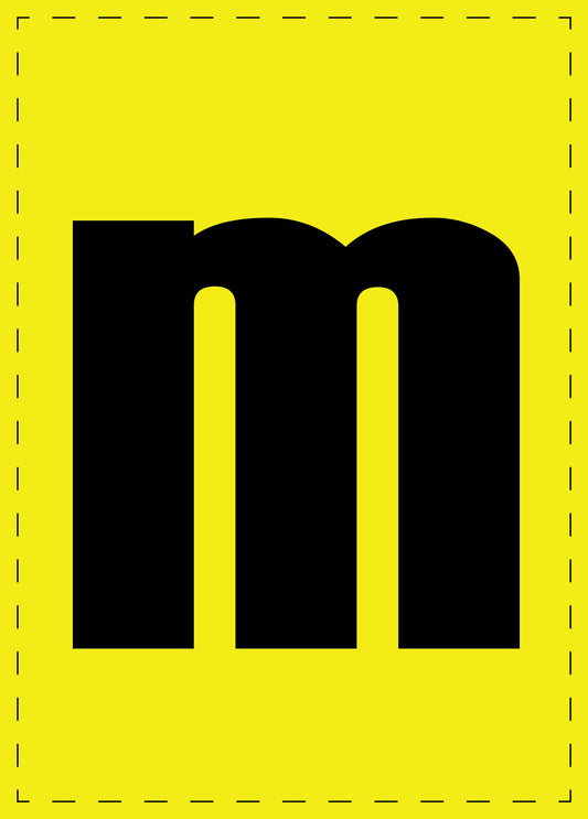 Buchstabe m Klebebuchstaben und Zahlenaufkleber schwarze Schrift gelber Hintergrund  ES-BGPVC-m-3