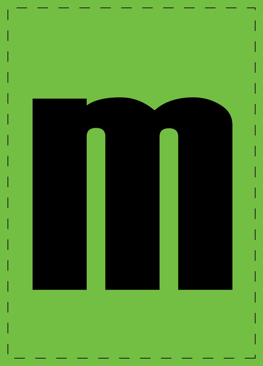 Buchstabe "m" Klebebuchstaben und Zahlenaufkleber  schwarze Schrift grüner Hintergrund  ES-BKPVC-M