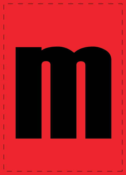 Buchstabe m Klebebuchstaben und Zahlenaufkleber schwarze Schrift roter Hintergrund  ES-BKPVC-M