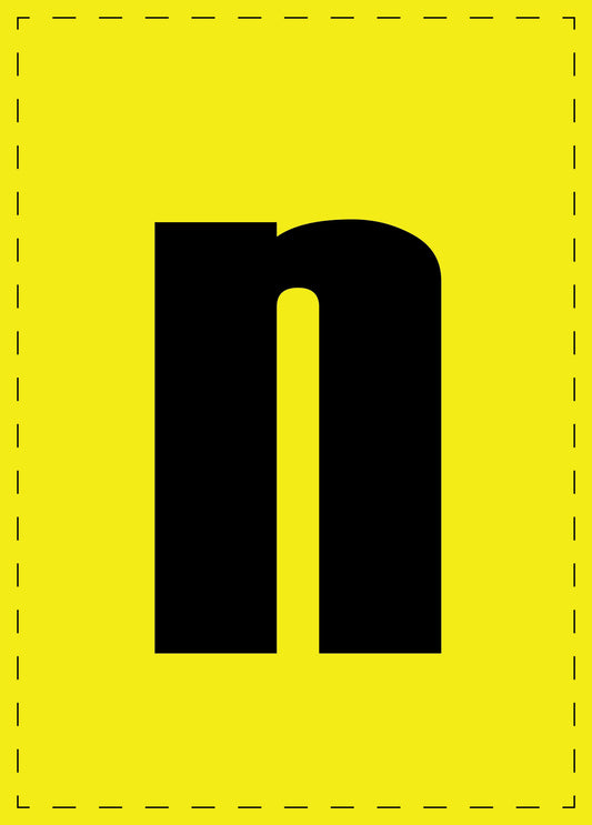 Buchstabe n Klebebuchstaben und Zahlenaufkleber schwarze Schrift gelber Hintergrund  ES-BGPVC-n-3