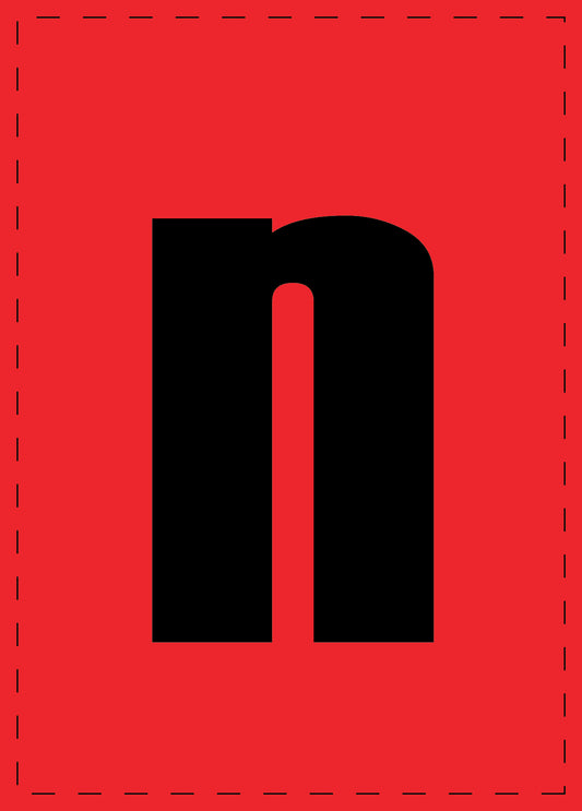 Buchstabe n Klebebuchstaben und Zahlenaufkleber schwarze Schrift roter Hintergrund  ES-BKPVC-N