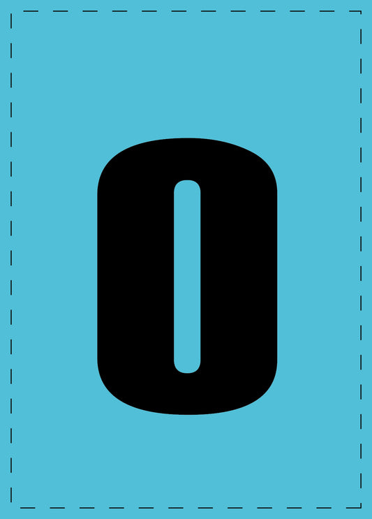 Buchstabe o Klebebuchstaben und Zahlenaufkleber schwarze Schrift BLAU Hintergrund  ES-BKPVC-O-50