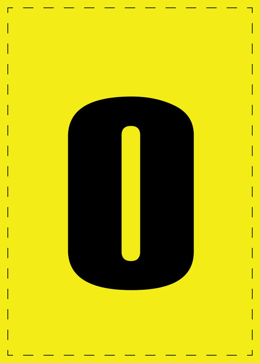 Buchstabe o Klebebuchstaben und Zahlenaufkleber schwarze Schrift gelber Hintergrund  ES-BGPVC-o-3