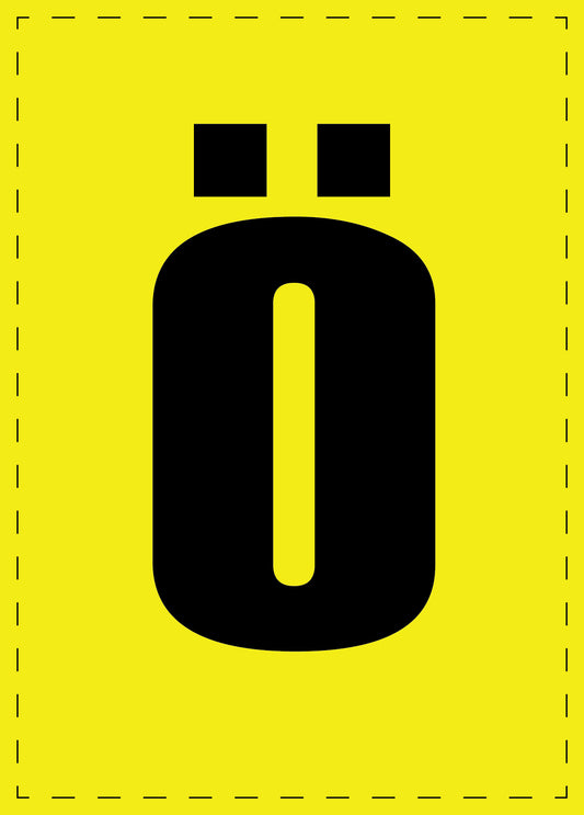 Buchstabe ö Klebebuchstaben und Zahlenaufkleber schwarze Schrift  gelber Hintergrund  ES-BGPVC-oe-3