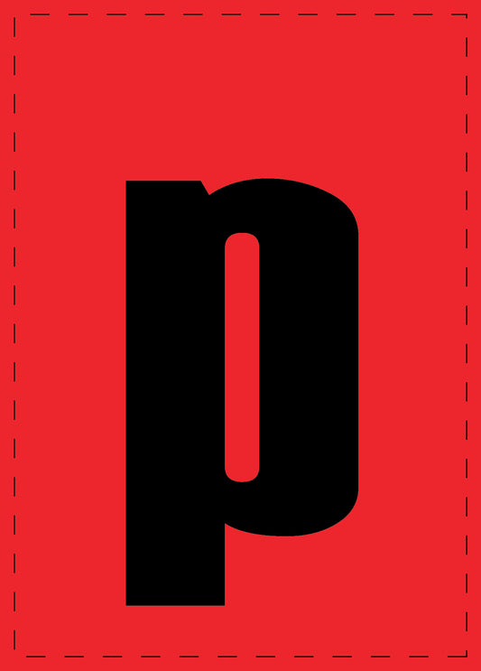 Buchstabe p Klebebuchstaben und Zahlenaufkleber schwarze Schrift roter Hintergrund  ES-BKPVC-P
