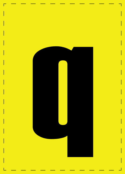 Buchstabe q Klebebuchstaben und Zahlenaufkleber schwarze Schrift gelber Hintergrund  ES-BGPVC-q-3