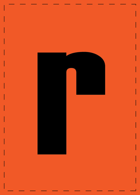 Klebebuchstaben "r" und Zahlenaufkleber schwarze Schrift orange Hintergrund  ES-BKPVC-R