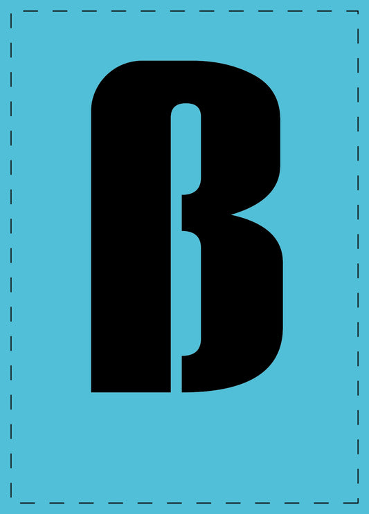 Buchstabe ß Klebebuchstaben und Zahlenaufkleber schwarze Schrift BLAU Hintergrund  ES-BKPVC-SS-50