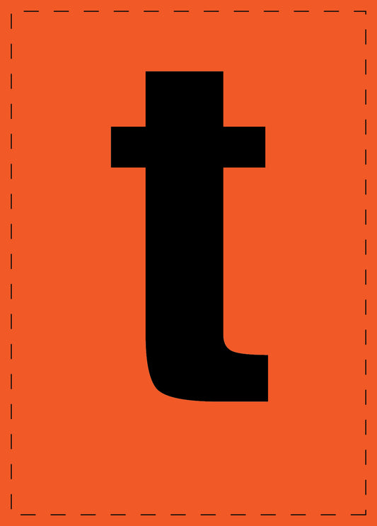 Klebebuchstaben "t" und Zahlenaufkleber schwarze Schrift orange Hintergrund  ES-BKPVC-T