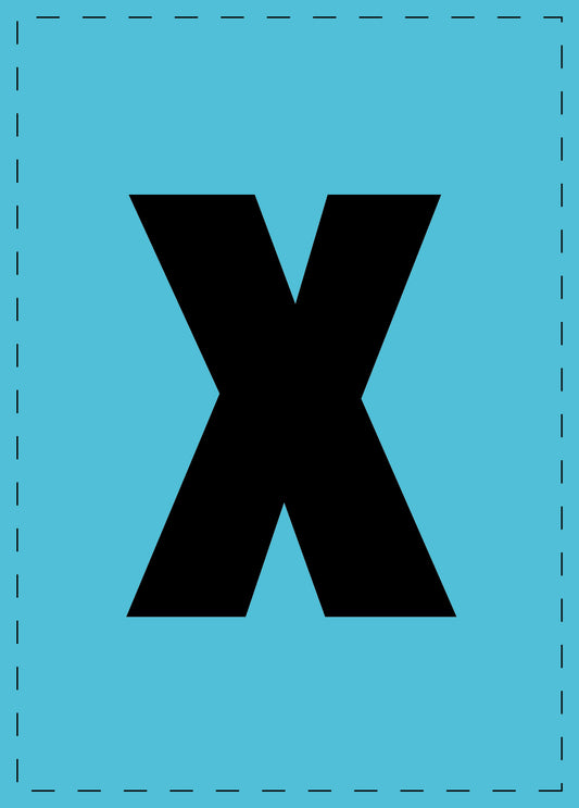 Buchstabe x Klebebuchstaben und Zahlenaufkleber schwarze Schrift BLAU Hintergrund  ES-BKPVC-X-50