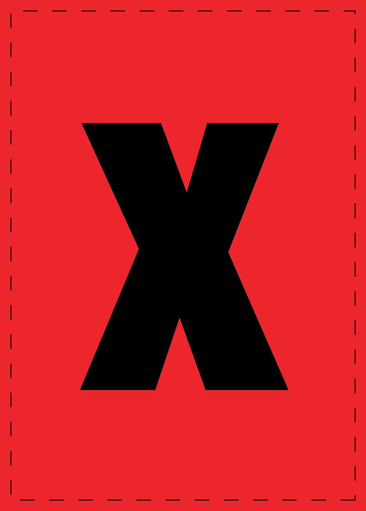 Buchstabe X Klebebuchstaben und Zahlenaufkleber schwarze Schrift roter Hintergrund  ES-BKPVC-X