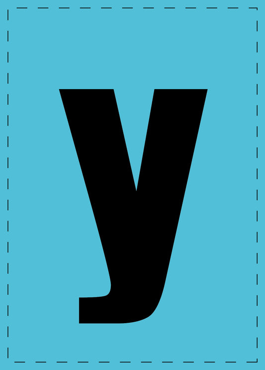 Buchstabe y Klebebuchstaben und Zahlenaufkleber schwarze Schrift BLAU Hintergrund  ES-BKPVC-Y-50