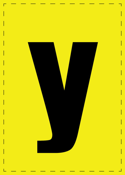 Buchstabe y Klebebuchstaben und Zahlenaufkleber schwarze Schrift gelber Hintergrund  ES-BGPVC-y-3