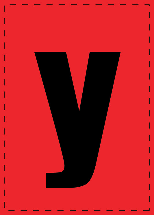 Buchstabe y Klebebuchstaben und Zahlenaufkleber schwarze Schrift roter Hintergrund  ES-BKPVC-Y