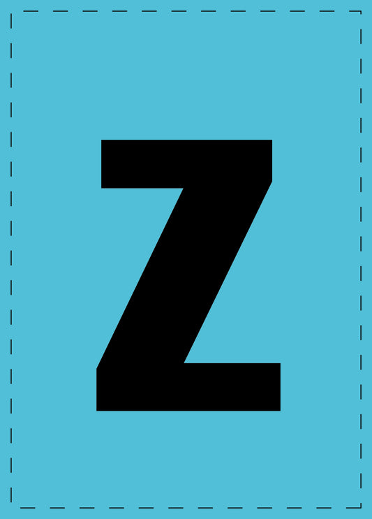 Buchstabe z Klebebuchstaben und Zahlenaufkleber schwarze Schrift BLAU Hintergrund  ES-BKPVC-Z-50