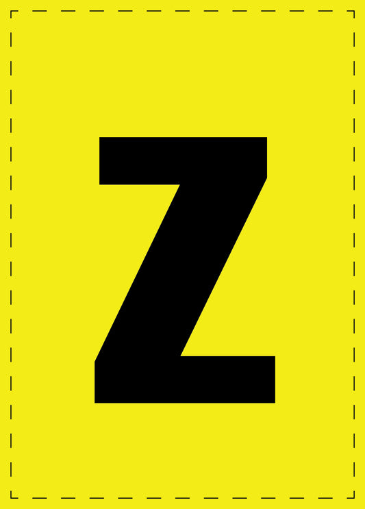 Buchstabe z Klebebuchstaben und Zahlenaufkleber schwarze Schrift gelber Hintergrund  ES-BGPVC-z-3