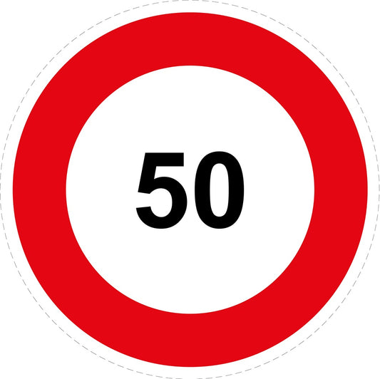 Reifen Geschwindigkeitsaufkleber "50 roter Rand" ES-CAR1000-50