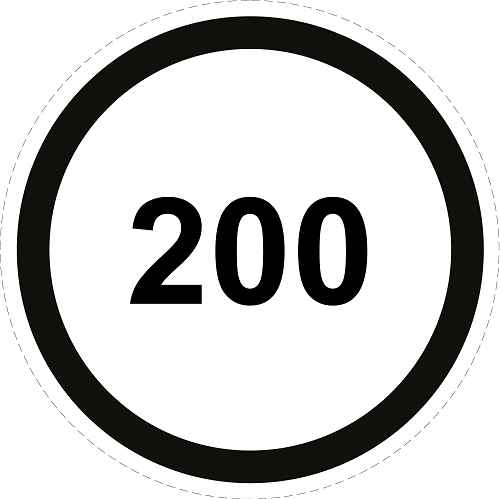 Geschwindigkeitsaufkleber "200 schwarzer Rand" ES-CAR1500-200