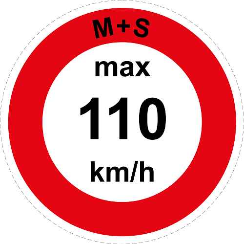 Geschwindigkeitsaufkleber "M+S max 110 km/h roter Rand" ES-CAR1600-110