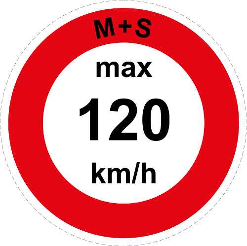 Geschwindigkeitsaufkleber "M+S max 120 km/h roter Rand" ES-CAR1600-120