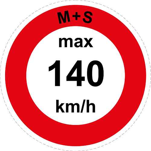 Geschwindigkeitsaufkleber "M+S max 140 km/h roter Rand" ES-CAR1600-140