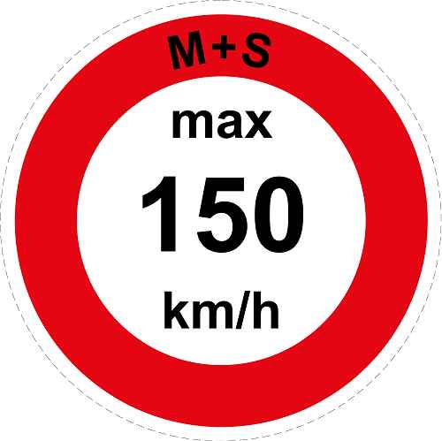 Geschwindigkeitsaufkleber "M+S max 150 km/h roter Rand" ES-CAR1600-150