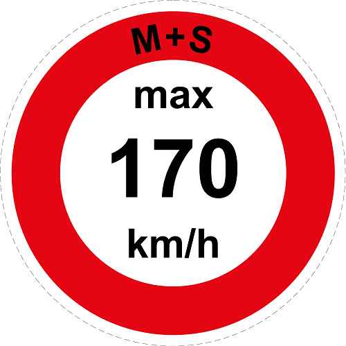 Geschwindigkeitsaufkleber "M+S max 170 km/h roter Rand" ES-CAR1600-170