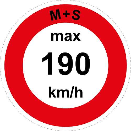 Geschwindigkeitsaufkleber "M+S max 190 km/h roter Rand" ES-CAR1600-190