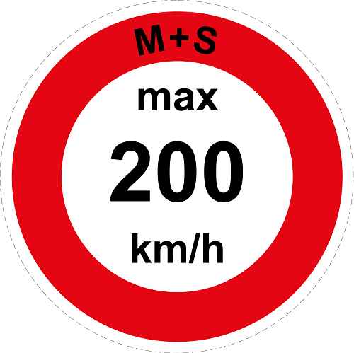 Geschwindigkeitsaufkleber "M+S max 200 km/h roter Rand" ES-CAR1600-200