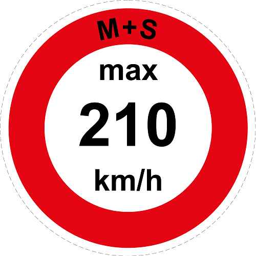 Geschwindigkeitsaufkleber "M+S max 210 km/h roter Rand" ES-CAR1600-210