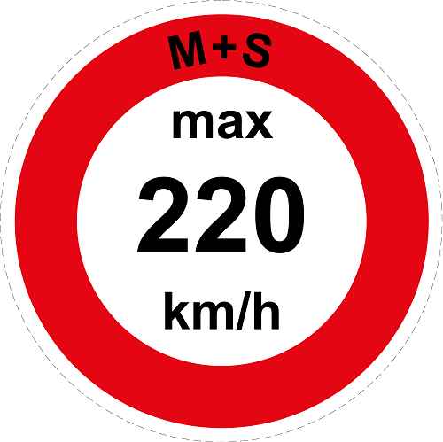 Geschwindigkeitsaufkleber "M+S max 220 km/h roter Rand" ES-CAR1600-220