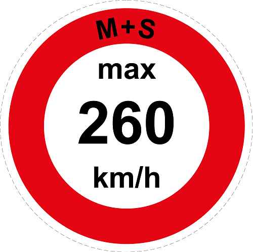 Geschwindigkeitsaufkleber "M+S max 260 km/h roter Rand" ES-CAR1600-260